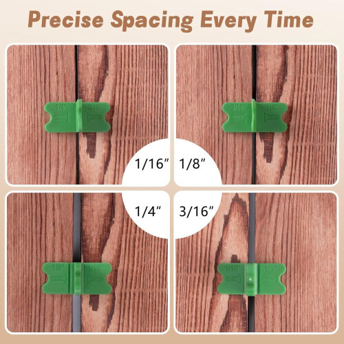 8 Pcs ABS Deck Spacer Tool,4 Thicknesses Deck Board Spacers(1/16", 1/8", 3/16", 1/4"),Green Deck Spacers Assorted compatible with 2