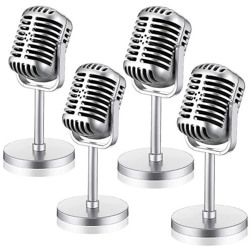 4pcs Retro Microphone Props Model Vintage Microphone Antique Microphone Toy Microphone Stage Table