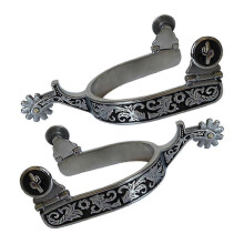 (Schwarz/Silber) 2x Pferdesporen, rostfrei, Westernstil, kompatibel mit Turnierausrüstung, Herren, Silber