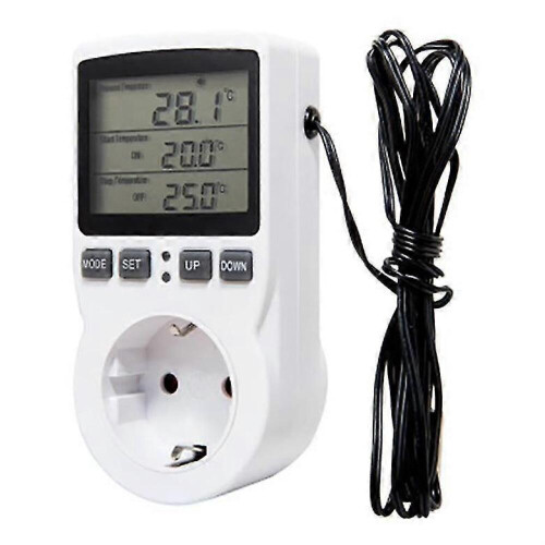 (EU)Digital Temperature Controller Power Socket Outlet EU Plug Thermostat With Timer Switch Sensor Probe Heating Cooling 1