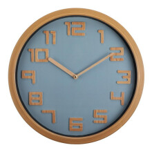 Reloj de pared clásico con marco de madera veteada, 12 pulgadas, digital tridimensional, para sala de estar, con manecillas de madera,