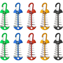 10Pcs Adjustable Plank Floor Spring Anchor Tent Pegs Buckle Outdoor Awning Deck Fixed Nails Camping