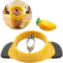 2 Pack Mango Slicer with Stainless Steel Blade, Fruit Divider & Peach Corer - Ergonomic Rubber Grip Kitchen Tool