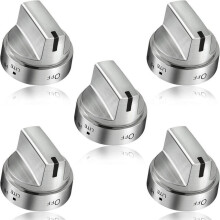 5PCS WB03X24818 Stainless Steel Stove Knob Replacement for AP5989029 PS11729081 Stove Burner Accessories Cooktop Knobs