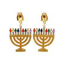 1 Pair of Hanukkah Earrings Elegant Earrings Metal Earrings Decorative Women Drop Earrings Decors
