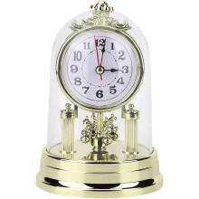 (gold)Carriage Table Clock European Retro Style Clock Antique Silent Table Clock compatible with Home Living Room Decor -D
