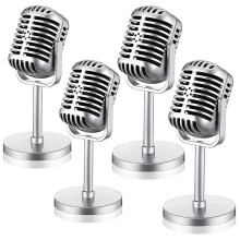 4pcs Retro Microphone Props Model Vintage Microphone Antique Microphone Toy Microphone Stage Table