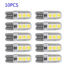 10 szt. 12 V, biała obudowa silikonowa T10 194 W5W T10-5050-6SMD, światła sygnalizacyjne LED samochodowe Canbus W5W T10 194 168 W5W COB