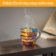 Taza con diseño de libro pintado, taza de café con diseño de libros pintados en 3D (novedad de 2026), regalo de colección para amantes