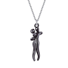 (Czarny) Naszyjnik w stylu "Love Style Hug" dla par, unisex, z wisiorkiem