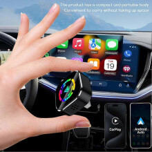 (Zwarte auto) 2-in-1 draadloze CarPlay-adapter compatibel met iPhone/Android, mini ultra auto-adapter compatibel met bedraad naar draad