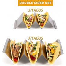 Set van 6 tacohouders, tacostandaard, roestvrijstalen tacohouder met handvat voor gemakkelijke toegang, elke houder biedt ruimte aan 2
