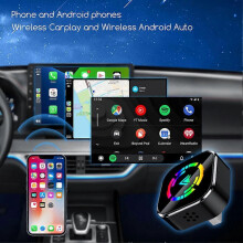 (Czarny samochód) Bezprzewodowy adapter CarPlay 2 w 1 kompatybilny z iPhonem/Androidem, Mini Ultra Adapter samochodowy kompatybilny z p