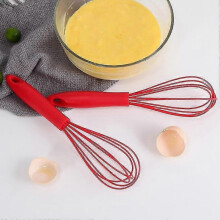 Silicone Whisk 2 Pack Red And Black 10" Upgraded Kitchen Silicone Whisk Balloon Set Sturdy Egg Beater Baking Tools