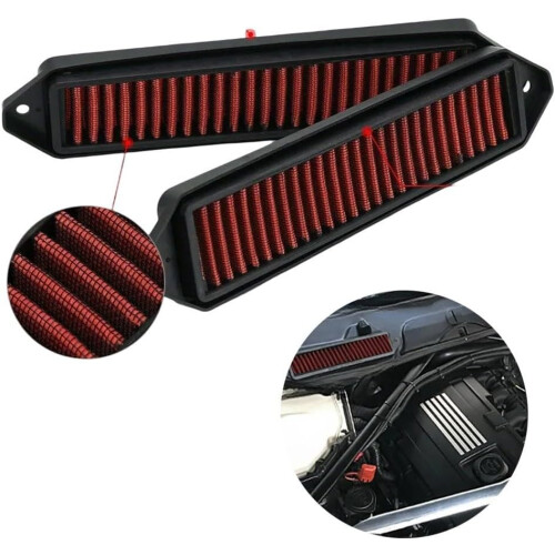 Car Filter Air Flow Kit Fit for BMW 1/3/X1 E81/E82/E87/E88/E90/E91/E92/E93/E84 (Red) 1