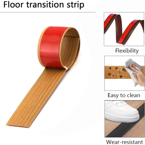 Selfadhesive transition strip, PVC, flexible, flat  7.6cm Red Oak 1