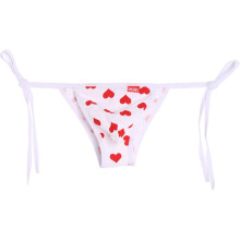 Sexy men's underwear for Valentine's Day with heart print, comfortable soft elastic briefs for men, romantic lingerie, white, onesizefitsall.