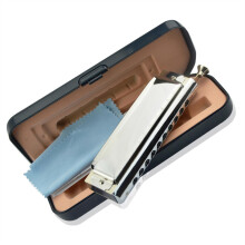 Professional Chromatic Harmonica 10 Hole 40 Tone C Key Easy Play Metal Body with Protective Case