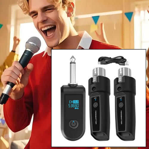 Wireless Microphone Adapter  Dynamic Mic Adapter, Portable Wireless Audio Transmitter Receiver 1