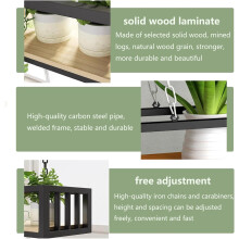Hanging Shelves  Ceiling Hanging Plant Shelf, Floating Storage Shelf with Metal Frame, Display Shelf for Living Room, Balcony, Bar, Flower Stand/Wine