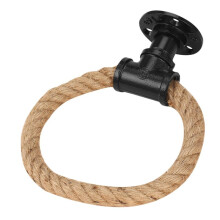 Vintage Towel Rack  Industrial Style Wall Mount Towel Holder Iron Pipe Jute Rope Bathroom Toilet Home Hotels Decoration