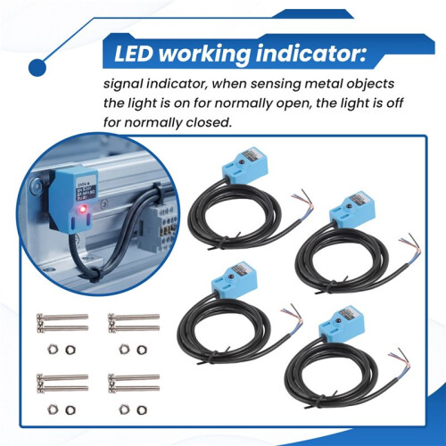 Inductive Proximity Sensor SN04-N Normally Open Detection Approach  NPN NO with TL PL SN Bracket (4 Pack) 1