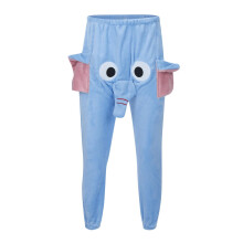 Men's Funny Warm Elephant Trousers with Trunk Flannel Pyjama Bottom blue L