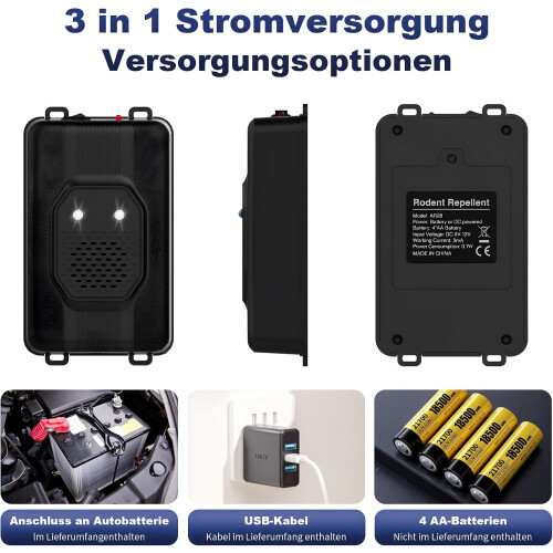 Ultrasonic Marten Deterrent with LED, Coverage 4050 m, Flexible Power, 1 Piece 1