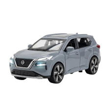Nissan XTrail SUV 1:32 Scale Alloy Model Car with Sound and Light Miniature Toy Car for Boys, Teens, and Adult Collectors (Grey)