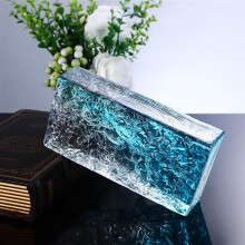 Glass blocks, Transparent solid glass blocks, Rectangular glass block with ice crystal pattern
