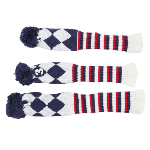 Elegant Knitted Golf Club Head Cover with Pattern, Durable Wool Covers