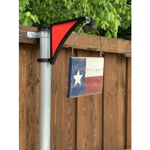 2 PCS Fence Post Hangers with Red Solid Panel Inserts(Plant Hanger, Garden Hook) Fits 2 3/8' Posts