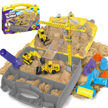 Construction Site Sand Case with 1000 g Sand, 3 Mini Vehicles and 6 Moulds