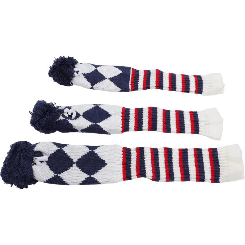 Elegant Knitted Golf Club Head Cover with Pattern, Durable Wool Covers 1