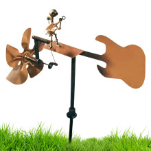 Handmade Metal Guitarist Windmill Garden Wind Spinners Rock Band Sculptures
