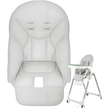 PU Leather Baby Chair Cushion Cover Light Grey for Peg Perego Easy Clean Spill Protection