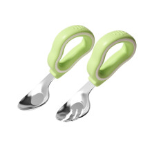1piece children's cutlery set with silicone handle, spoon and fork for toddlers