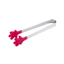 Barbecue Tongs Stainless Steel Long Silicone Serving Tongs for Kitchen BBQ Red