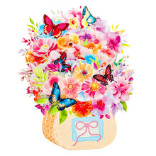 (Style 8)Biglietto di auguri popup con disegno floreale per regali festa della mamma e San Valentino