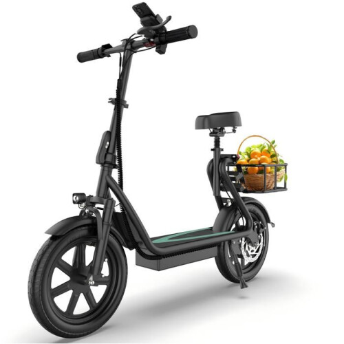 AOVOPRO Klappbare Elektrische Scooter mit Sitz ESBS - 500W - 10.5Ah - Schwarz