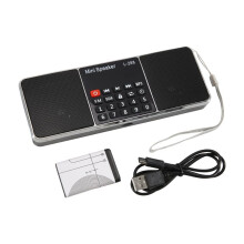 Portable Rechargeable Stereo L-288 FM Radio Speaker LCD Screen Support TF Card USB Disk MP3 Music Player Loudspeaker(Black)