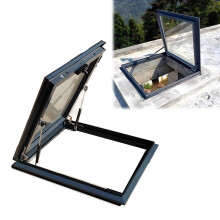 Tempered Glass Skylight Roof Window 33x26in with Hydraulic Opening and Rainproof Aluminum Frame