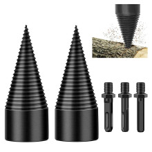 Wood Splitter Screw Cone, Wood Splitter Drill, Firewood Splitter Drill, Split Wood Cone with 3 Drill Handles, 32 mm/42 mm