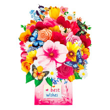 (Style 6)Biglietto di auguri popup con disegno floreale per regali festa della mamma e San Valentino