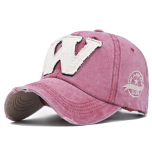 (Red) Cap Duck Tongue Vintage W 3d Embroidered Cotton Alphabet Design Baseball Cap