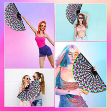 Women Raves Fold Hand Fan Fluorescence Glow Party Club Prom Disco Freaky Pub Decorative Folding Fans