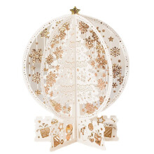 (StyleA)Christmas Paper Craft Card With 3 D Effect And Gold Accents Celebration For