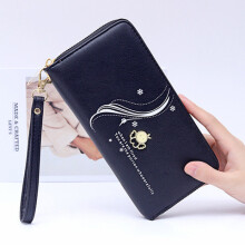(Black)Elegant Solid Color Long Wallets For Ladies With Pu Interior And Retro Style