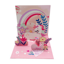 (Magic Unicorn)Festliche Einhorn Tier 3D Grußkarte mit buntem Druck für festliche Kinder