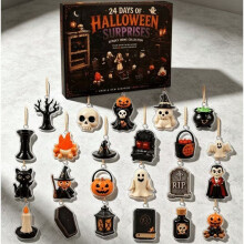 (Skull Funeral)Halloween Advent Calendar Decorative Box With Cartoon Prints For Holiday Decor